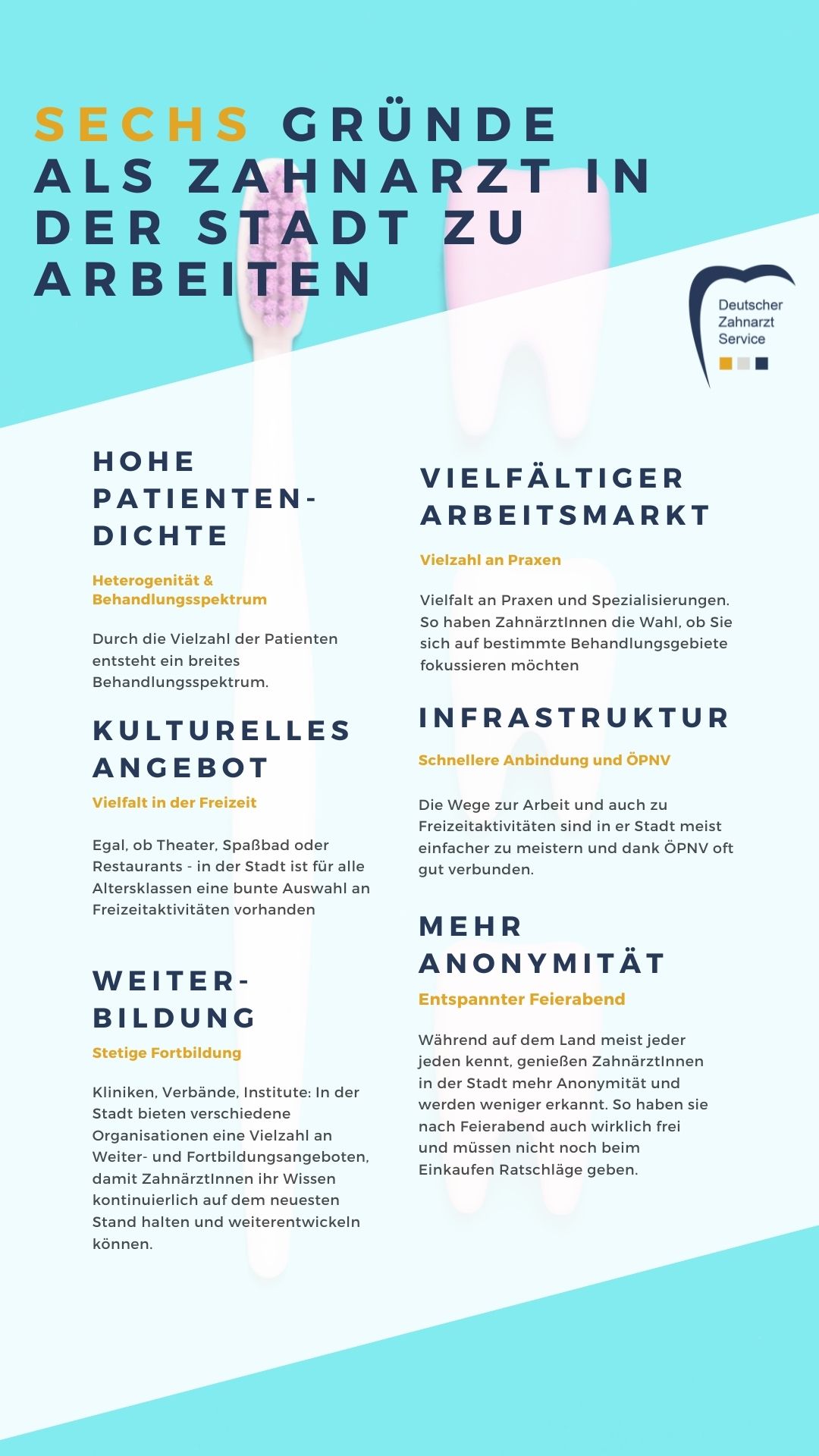 Gründe für die Arbeit als Zahnarzt in der Stadt in einer Stadtpraxispraxis