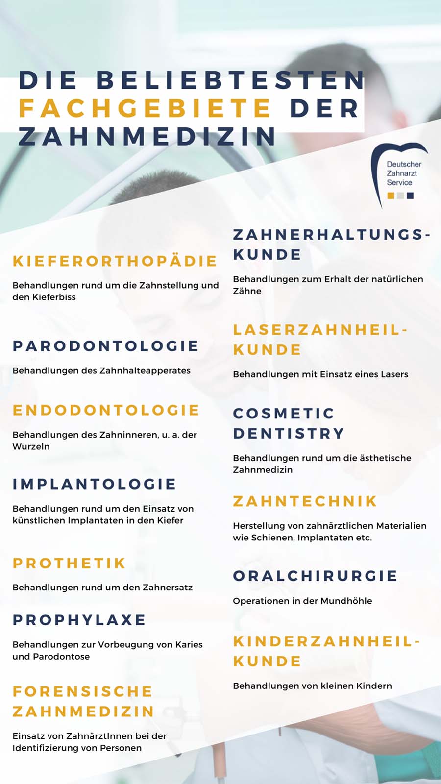 Die beliebtsten Fachbereiche und Spezialisierungen im Bereich der Zahnmedizin